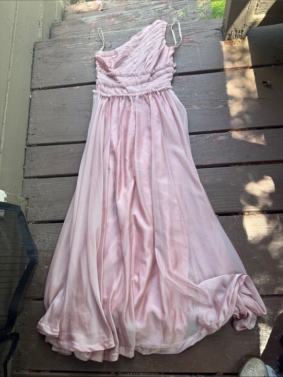 Monique Lhuillier Bridesmaids Dresses & Skirts - Monique Lhuillier Bridesmaids One-Shoulder Pale Pink Chiffon Gown